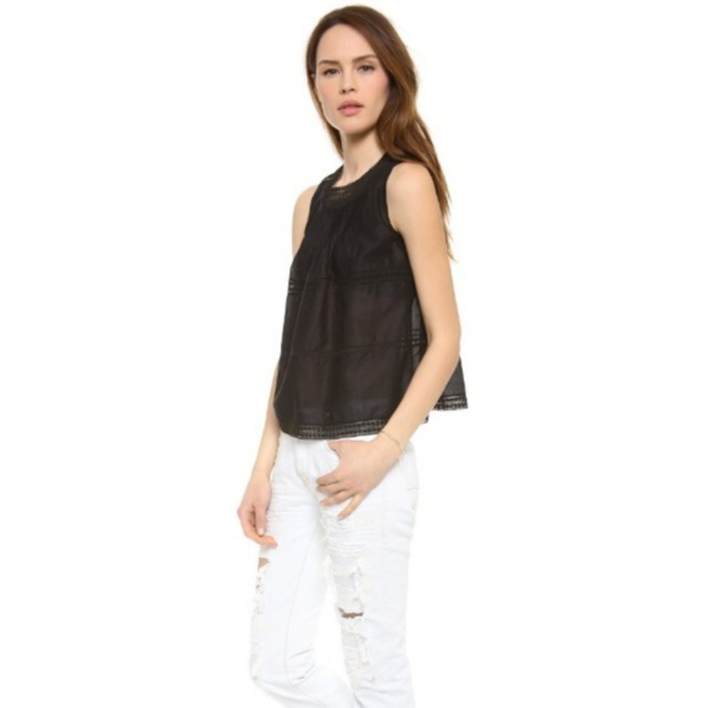 Madewell memento black crochet panned tank top s